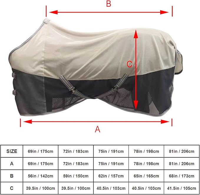 BARN &amp; STABLE Breathable and UV Protective Horse Fly Sheets Tear-Resistant Mesh Fly Sheets for Horse Comfy Equine Summer Sheets with Removable Web Leg Straps