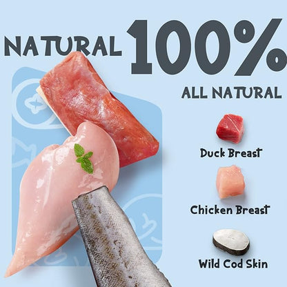 ASMPET Dog Treats Chews, Chicken &amp; Duck Wrapped Cod Skin Sticks, Rawhide Free Cod Skin Treats for Dogs 10.6 oz