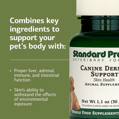 Standard Process Canine Dermal Support - Skin &amp; Adrenal Gland Support Supplement - Comprehensive Skin Health Support Supplement for Dogs - Daily Immune &amp; Liver Support Powder - 30 g
