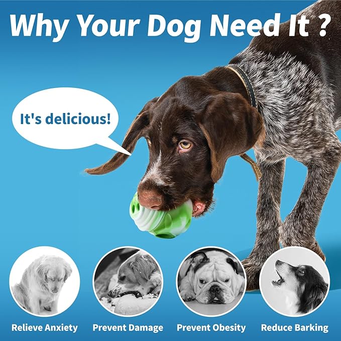 Dog Toy, Frozen Treat Toys, Treat Dispensing Chew Toy for Small Medium Large Dogs, Long-Lasting Interactive to Keep Pup Distracted &amp; Reduces Anxiety, Freezable Fillable Dog Puzzle Toys - Green