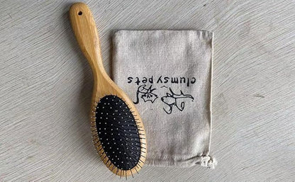 ClumsyPets Dog &amp; Cat Ball Pin Slicker Grooming Brush with Bamboo Handle for Pets Massage Bath and Removes Mats Loose Fur Hairs