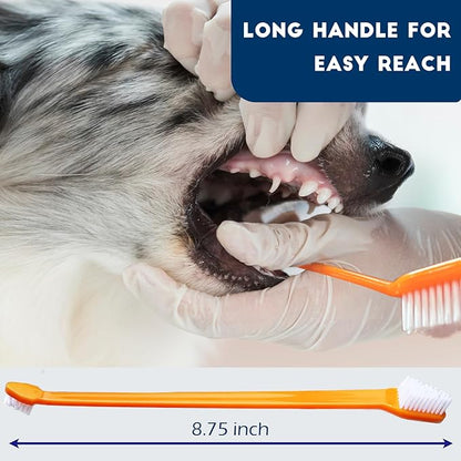 300 Pcs Dog Toothbrush Cat Tooth Brushes Bulk, Double Sided Brushing Kit, Teeth Cleaning Kit Soft Bristles Long Handle, Pet Tooth Brush for Small to Large Dog, Cat, Puppy &amp; Kitten, 10 Colors