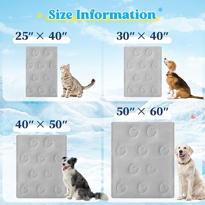 Cooling Blanket for Dogs, Lightweight &amp; Durable Dog Cooling Mat, Q-MAX>0.45 Soft Breathable Pets Comforter for Couch, Bed &amp; Car Essential - Light Grey 30x40 Inches