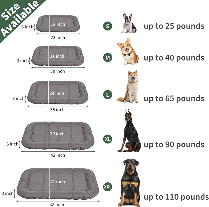 KHONSU PET Durable Dog Bed Tough and Tear Proof Dog Crate Bed, 800lbs Tear Strength PVC-Backed Waterproof Ped Bed Mat Indoor &amp; Outdoor Use for Dogs up to 35 lbs