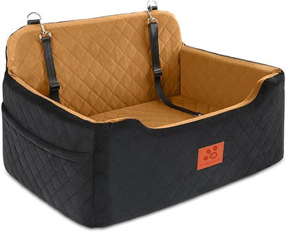 Dog Car Seat for Medium/Large Dogs,Dog Booster Seat for Dog Under 50lbs or 2 Small Dogs, Detachable and Washable Pet Car Seat,Multi-Functional Travel Dog Bed &amp; Dog Sofa(Black/Brown)