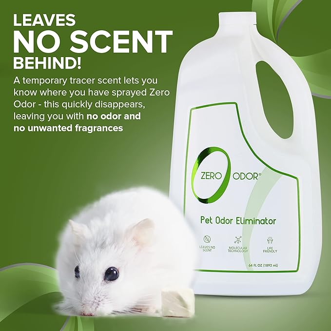 Zero Odor - Pet Odor Eliminator for strong odor, Eliminate Air &amp; Surface Odors – Patented Molecular Technology Best For Carpet, Furniture, Beds Smell Great Again, 64oz Refill