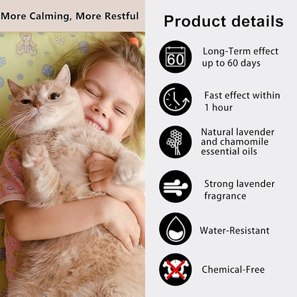 Wustentre 3 Pack Adjustable Anxiety Collar - Cat Calming Pheromones for Cats &amp; Kittens, Stress Reliever - Relaxing Comfortable Collar (Violet)