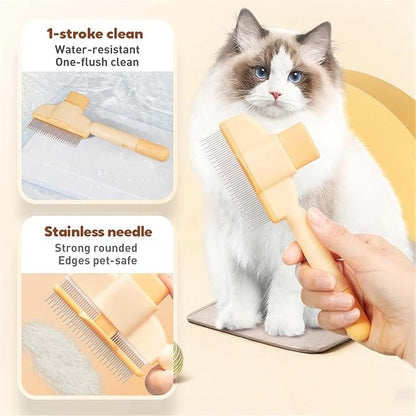 Avatore Zenbrush Cat Comb, Zen Brush for Cats, 2025 Upgraded Cat Brush with Release Button, Flea Comb for Cats, Click Self Cleaning Pet Hair Removal Combs