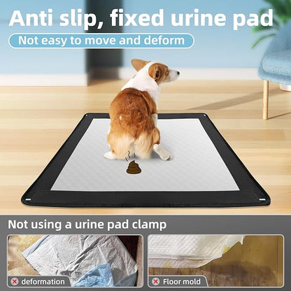 Dog Pee Pad Holder, Puppy Pad Holder, Oxford Cloth Material Soft &amp; Durable, 12 Magnetic Clips, Fits 22" x 22" Pad, Black