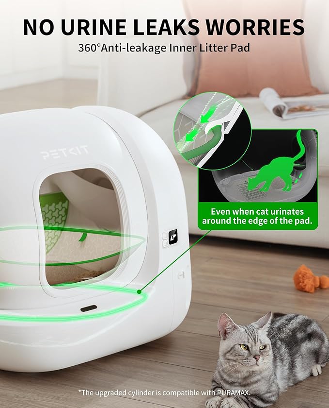 PETKIT PuraMax 2 Automatic Self-Cleaning Cat Litter Box, App Control Scoop-Free Litter Box with Safety Sensors, Odor Free &amp; Anti-Leakage Basic Bundle Includes Trash Bags,2.4G WiFi &amp; Low Entrance