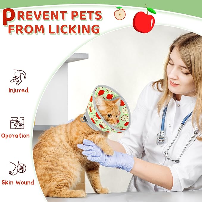 Cat Cone Collar Soft to Stop Licking, Adjustable, Foldable Lightweight Kitten Cones After Surgery Recovery for Cats &amp; Kittens, Cat Cone Alternative (AppleRed, L)