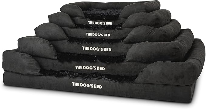 The Dog’s Bed, Medium Black Faux Fur 30x23.5, Memory Foam, Pain Relief: Arthritis, Hip &amp; Elbow Dysplasia, Post Surgery, Lameness, Supportive, Calming, Washable Cover, Veterinary Approved