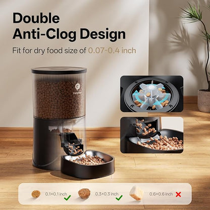 Automatic Cat Feeder WiFi- 5Ghz Cat Food Dispenser with APP Remote Control- Auto Pet Feeder for Small Dog Indoor- Easy to Set Up and Clean- Dual Power with Desiccant Bag&amp; Stainless Steel