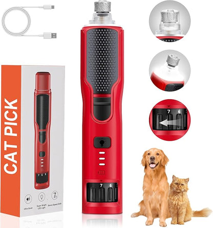 Dog Nail Grinder 7-Speed &amp; 360° LED Light, Professional Pet Nail Grinder for Dogs and Cats, Electric Dog Nail Trimmer Painless Paws Grooming &amp; Smoothing Tool for Large Medium Small Dogs Cats Pets