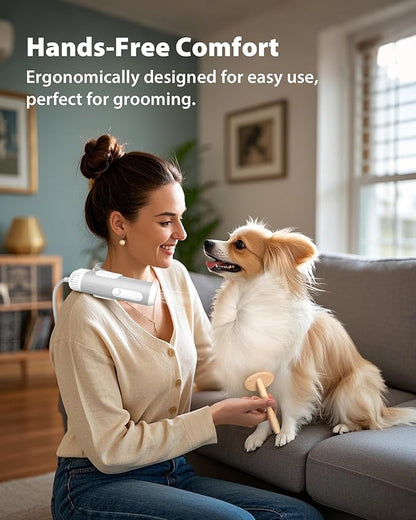 L&amp;W BROS. Hands-Free Dog Dryer – Powerful &amp; Professional Pet Blow Dryer for Small &amp; Medium Dogs &amp; Cats, Adjustable Airflow, Easy Storage, Negative Ion Technology (Gray)