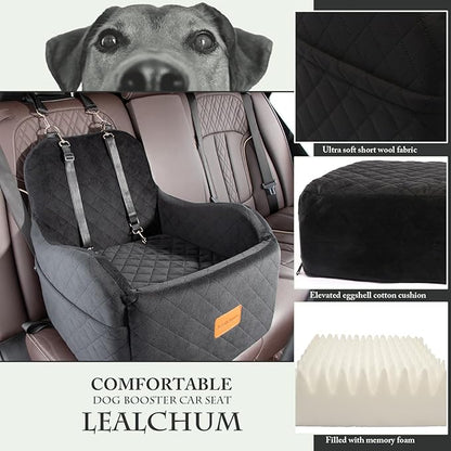 Dog Booster Car Seat for Small/Medium Dogs Up to 35lbs,Elevated Cushion Fits in Front/Back Seat,Fully Detachable and Washable,2 Storage Pockets &amp; Dog Leashes,Easy to Install(Black,Medium)