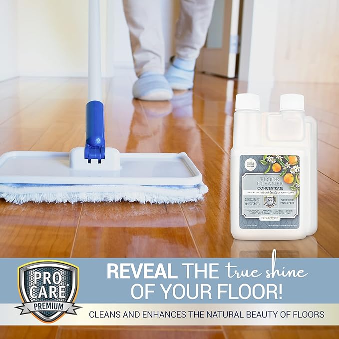 ProCare Citrus Floor Cleaner Concentrate (Made in USA) | Vinyl, Wood, Tile, Stone &amp; Laminate Floor Cleaner For Mopping, Household Supplies, Cleaning Solution Concentrate For Kitchen &amp; Bathroom - 8oz