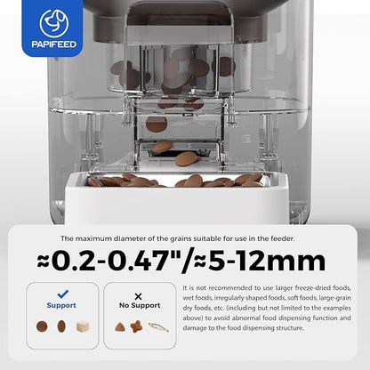 PAPIFEED 6L Automatic Cat &amp; Small Dog Feeder - Programmable Pet Feeder with 36 Daily Meals, Detachable Stainless Steel Bowl, 25 Cup Capacity Smart Food Dispenser for Easy Cleaning