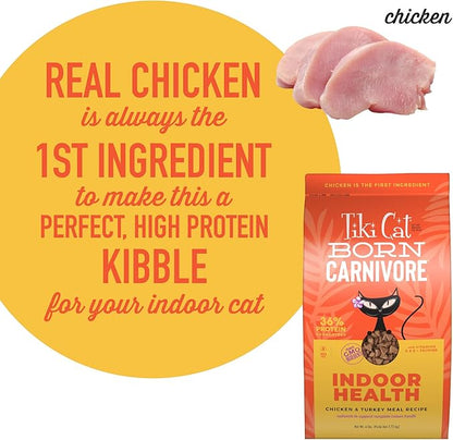 Tiki Cat Born Carnivore Indoor Health Dry Cat Food, Chicken &amp; Turkey Meal, 6 lbs. Bag