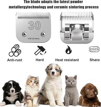 30 Blades for Dog Grooming Blades Compatible with Andis,Oster A5,Wahl km10 Dog Clippers,Size-