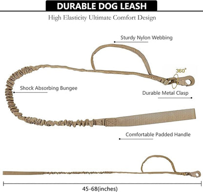 Tactical AirTag Dog Collar Leash Set - Heavy Duty, Adjustable GPS Collar Compatible with Apple AirTag, with Holder &amp; Control Handle for Medium/Large Dogs [ Brown, L ]