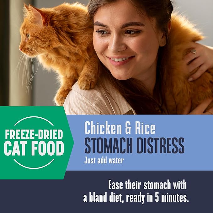 Whole Life Cat Freeze Dried Cat Food - Bland Diet with Sensitive Stomachs, Digestive Support, Anti-Diarrhea &amp; Vomit Remedy – Human-Grade, Quick &amp; Easy Chicken and Rice Meal, Ready in Minutes