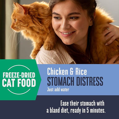 Whole Life Cat Freeze Dried Cat Food - Bland Diet with Sensitive Stomachs, Digestive Support, Anti-Diarrhea &amp; Vomit Remedy – Human-Grade, Quick &amp; Easy Chicken and Rice Meal, Ready in Minutes