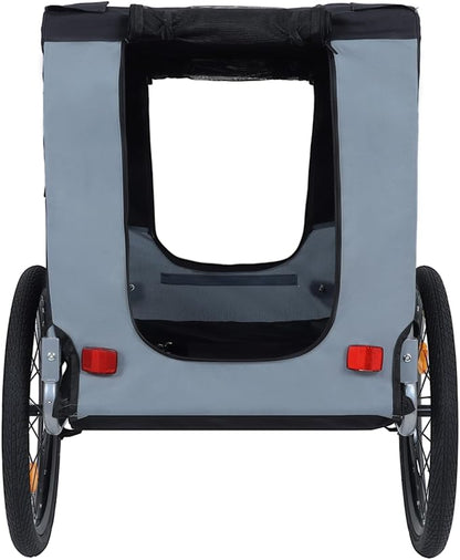 Blue-Grey Large Folding Bike Trailer for Dogs – Heavy-Duty Steel Frame, 66LB Capacity Pet Carrier for All-Terrain Cycling, Jogging &amp; Camping Adventures!