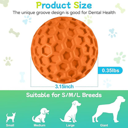 LUKITO Dog Chew Toys, Dog Toys for Aggressive Chewers Large Breed, Interactive Squeaky Balls, Tough Dog Toys with Natural Rubber for Large and Medium Small (3 Balls)