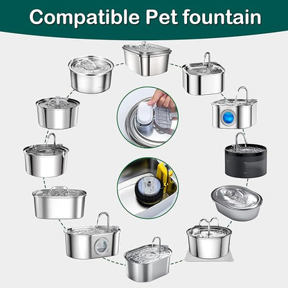 Cat Water Fountain Filters,Cat Fountain Replacement Filters for Stainless Steel 108oz/3.2L&amp;67oz/2L Adjustable Water Flow Pet Water Fountain,Dog Water Fountain (16+16 Pack)