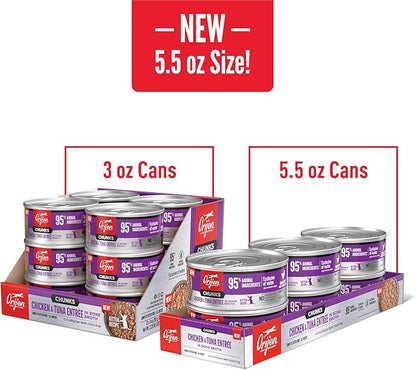 ORIJEN Chunks &amp; Shreds Wet Cat FoodChicken and Tuna Kitten Entrée 5.5oz Cans (6 Count)
