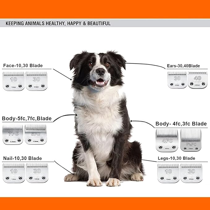 5PACK Dog Grooming Clipper Replacement Blades Compatible with Andis Pet Clipper/Oster A5/Wahl KM Series Dog Clipper with Ceramic Blade &amp; Stainless Steel Blade (