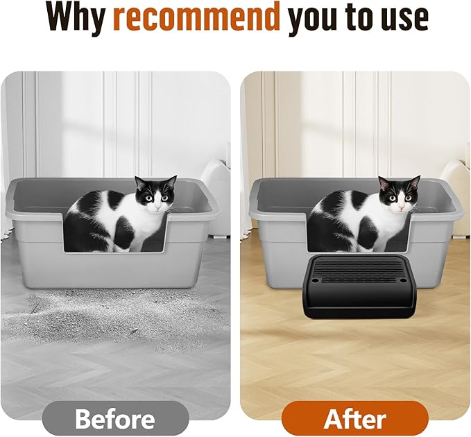 Cat Litter Box Step, Cat Litter Box Ramp Mat with Filter Function for Self-Cleaning Cat Litter Box, Easy to Clean, Cat Pedal Step Stool Ideal for Kitten &amp; Elderly Cats (Black)