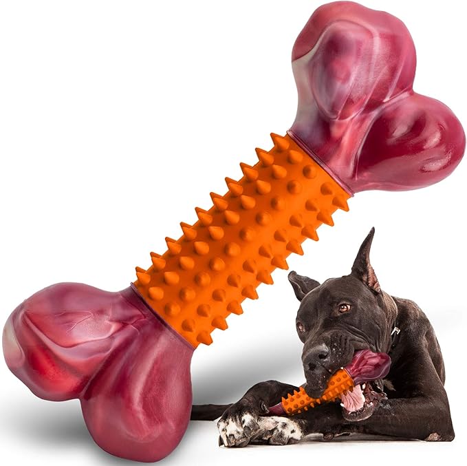 Apasiri Dog Toys for Aggressive Chewers Peanut Butter Flavored, 8" Tough Dog Chew Bone, Nylon &amp; Rubber Chew Toy, Dog Bone Toy for Large Medium Breed 20-80lbs