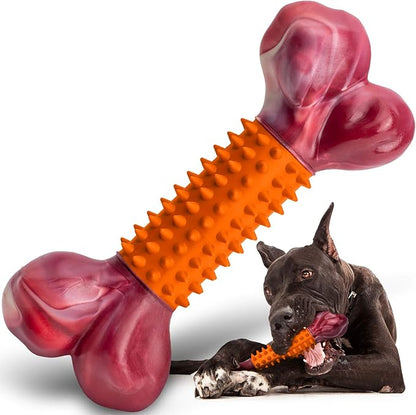 Apasiri Dog Toys for Aggressive Chewers Peanut Butter Flavored, 8" Tough Dog Chew Bone, Nylon &amp; Rubber Chew Toy, Dog Bone Toy for Large Medium Breed 20-80lbs