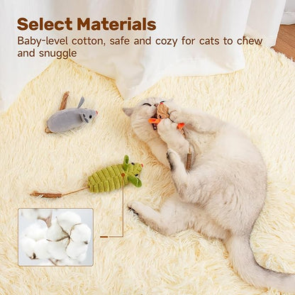 Potaroma Cat Toys: 3pcs Squeak Mice Interactive Catnip Silvervine Animals for Indoor Kittens - Dental Matatabi Cat Nip &amp; Chew Exercise Toy for All Breeds &amp; Species