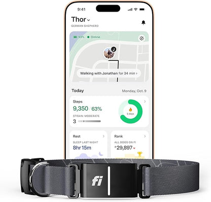 New Fi Series 3+ Smart Dog Tracker Collar – AI GPS for Dogs, Health &amp; Behavior Monitor, Virtual Fence, Escape Alerts, Waterproof, Apple Watch Compatible 12Mo Membership Included