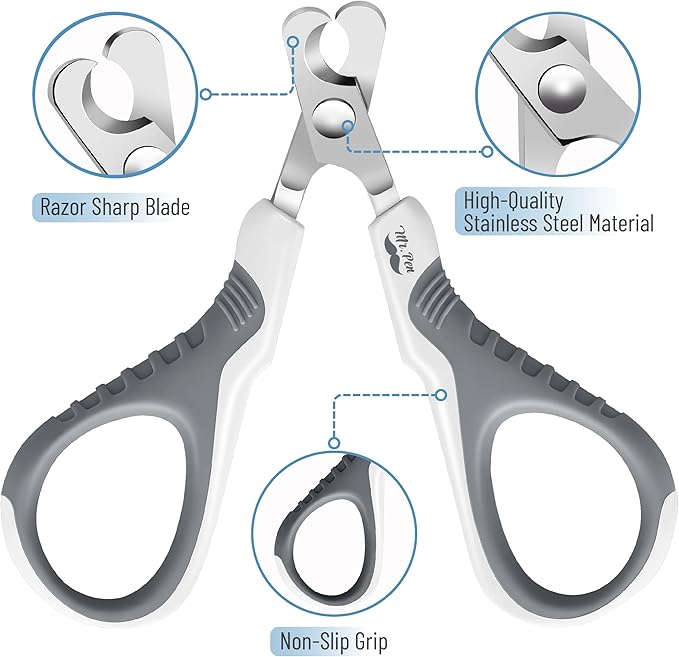 Mr. Pen Cat Nail Trimmer - White &amp; Gray, Cat &amp; Dog Nail Clipper, Kitten &amp; Small Dog Claw Trimmer