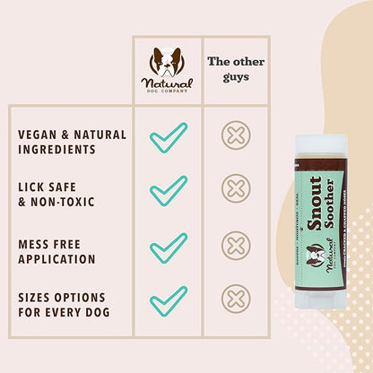 Natural Dog Company Snout Soother, Dog Nose Balm, Wax &amp; Cream for Dry, Cracked Noses, Heals &amp; Moisturizes with Shea Butter &amp; Coconut Oil, Lick-Safe Nose Butter, Made in USA, 0.15 oz. Stick