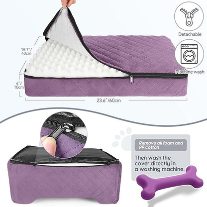 Dog Car Seat for Medium/Large Dogs, Dog Booster Seat for Pet Under 50lbs or 2 Small, Detachable and Washable Pet Car Seat,Multi-Functional Pet Travel Bed for Backseat(Purple)