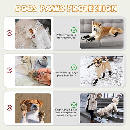 Dog Shoes for Large Small Medium Dogs, Dog Snow Boots Winter, Dog Booties and Paw Protectors to Prevent Licking, Anti-Slip Dog Shoes with Reflective for Hot Pavement,Hardwood Floors, Hiking (Size 2)