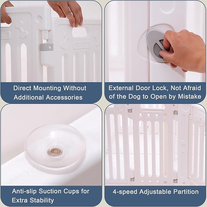 2 Room Dog Playpen with Door,DIY Shape Combination Puppy Pen,16-Panel+2 Link Piece+Large Door+Small Door,25.5" H Dog Fence,Non-Slip&amp;Secure Pet Gate,Easy to Assemble (Two Rooms)