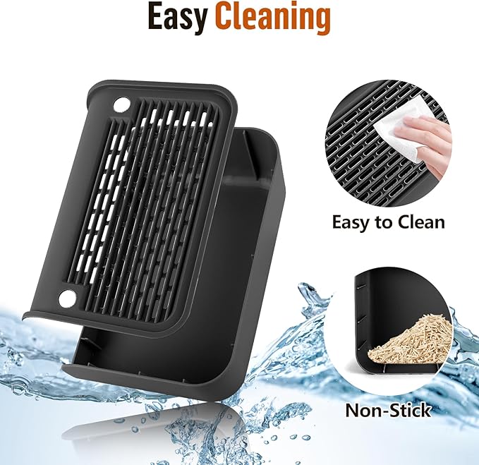 Cat Litter Box Step, Cat Litter Box Ramp Mat with Filter Function for Self-Cleaning Cat Litter Box, Easy to Clean, Cat Pedal Step Stool Ideal for Kitten &amp; Elderly Cats (Black)