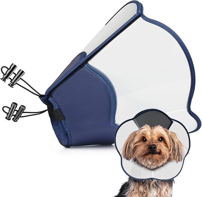 Hard &amp; Heavy Plastic Dog Cone Collar Alternative for Small Dogs (Yorkshire Pomeranian) After Surgery, Adjustable Recovery Cone Anti-Lick, Elizabethan Protective Collar Cone of Shame for Healing