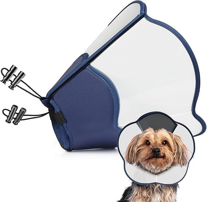 Hard &amp; Heavy Plastic Dog Cone Collar Alternative for Small Dogs (Yorkshire Pomeranian) After Surgery, Adjustable Recovery Cone Anti-Lick, Elizabethan Protective Collar Cone of Shame for Healing