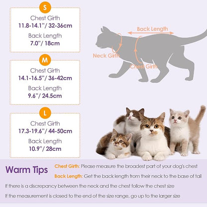SUNFURA Cat Recovery Suit, Kitten Surgical Full Bodysuit for Abdominal Wound Protector Anti Licking After Surgery, Professional Bandages Cone E-Collar Alternative for Small Male &amp; Female Pets
