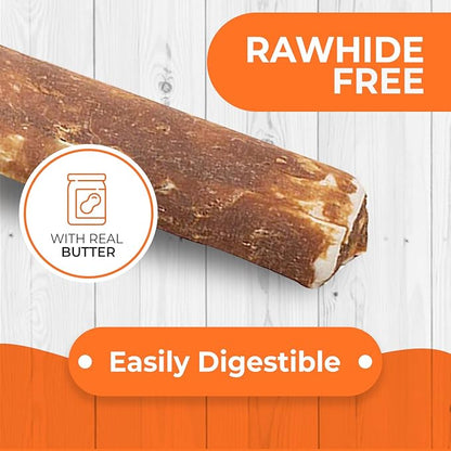 Canine Naturals Peanut Butter Chew - 100% Rawhide Free Dog Treats - Made with Real Peanut Butter - All-Natural and Easily Digestible - 2 Pack of 7 Inch Large Rolls for Dogs 50 lbs and up