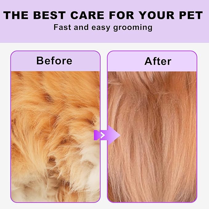 Pet Grooming Brush, Double Sided Undercoat Rake for Dogs &amp; Cats, Professional Deshedding Brush and Dematting Tool, Safe and Effective Removing Knots, Mats, Tangles,and Flying Hair