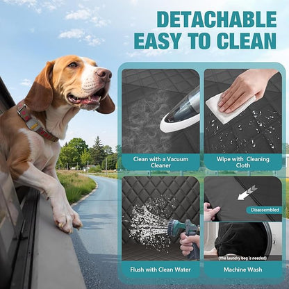 Waterproof Dog Car Seat Cover for Back Seat – Heavy Duty Back Seat Extender for Dogs with Hard Bottom, 7-Layer Protection, Non-Slip &amp; Scratchproof, Easy to Install (Red)