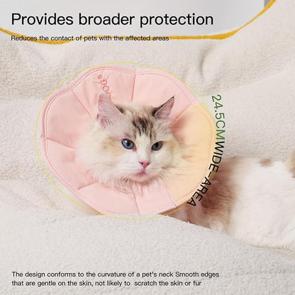 Touchdog Foldable Dog Cone Collar for Cats &amp; Dogs - Adjustable Soft Recovery Collar with Waterproof PU Coating, Lightweight Design, 24.5cm/9.6in Wide Barrier (Pink, XL)